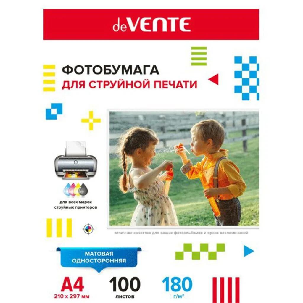 Фотобумага INK JET deVENTE A4 180г, 100л, матовая односторонняя
