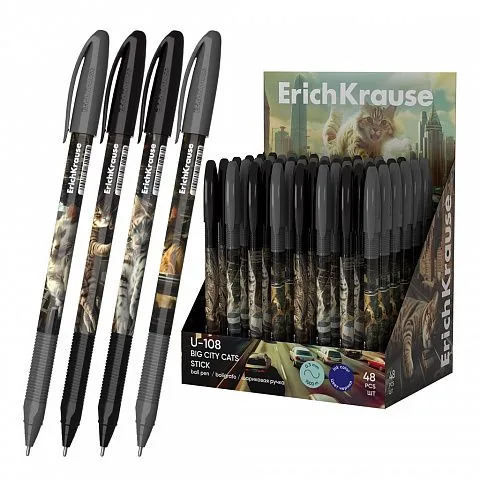 Ручка шар. EK U-108 Stick Big City Cats 1.0, Ultra Glide Technology, цвет чернил синий, дисплей