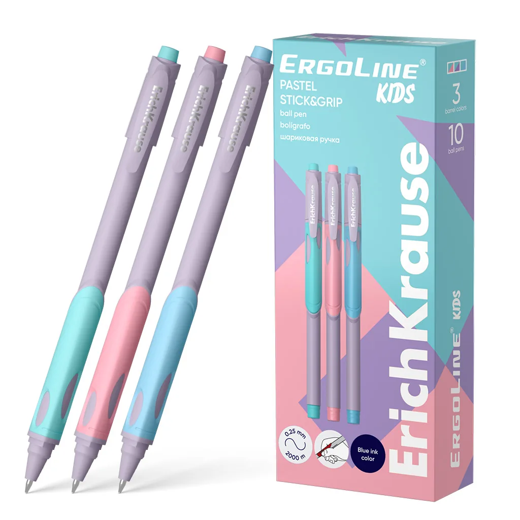 Ручка шар. EK ErgoLine Kids Stick & Grip синяя, 0,5мм