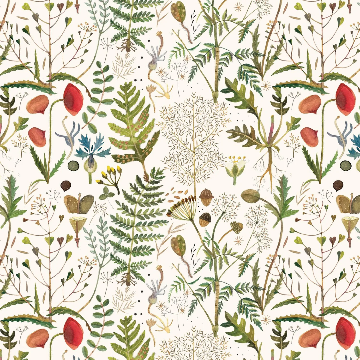 Бумага упаковочная 70*100см  "Flora. Луговые травы" 80гр/м2