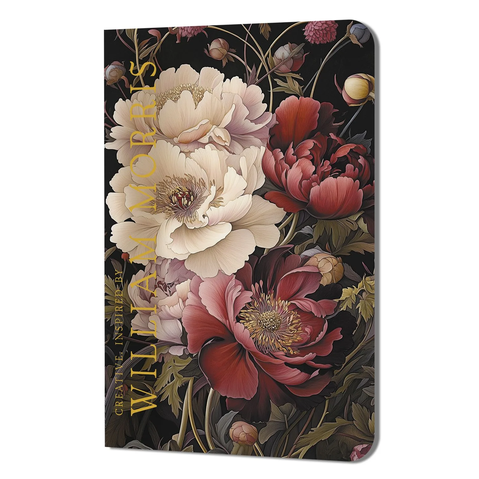 Записная книжка 130*210мм  32л. картон, скоба "Creative. Inspired by William Morris. Пионы" лин.