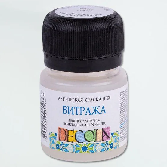 Краска для витража акрил 20 мл Decola, белая