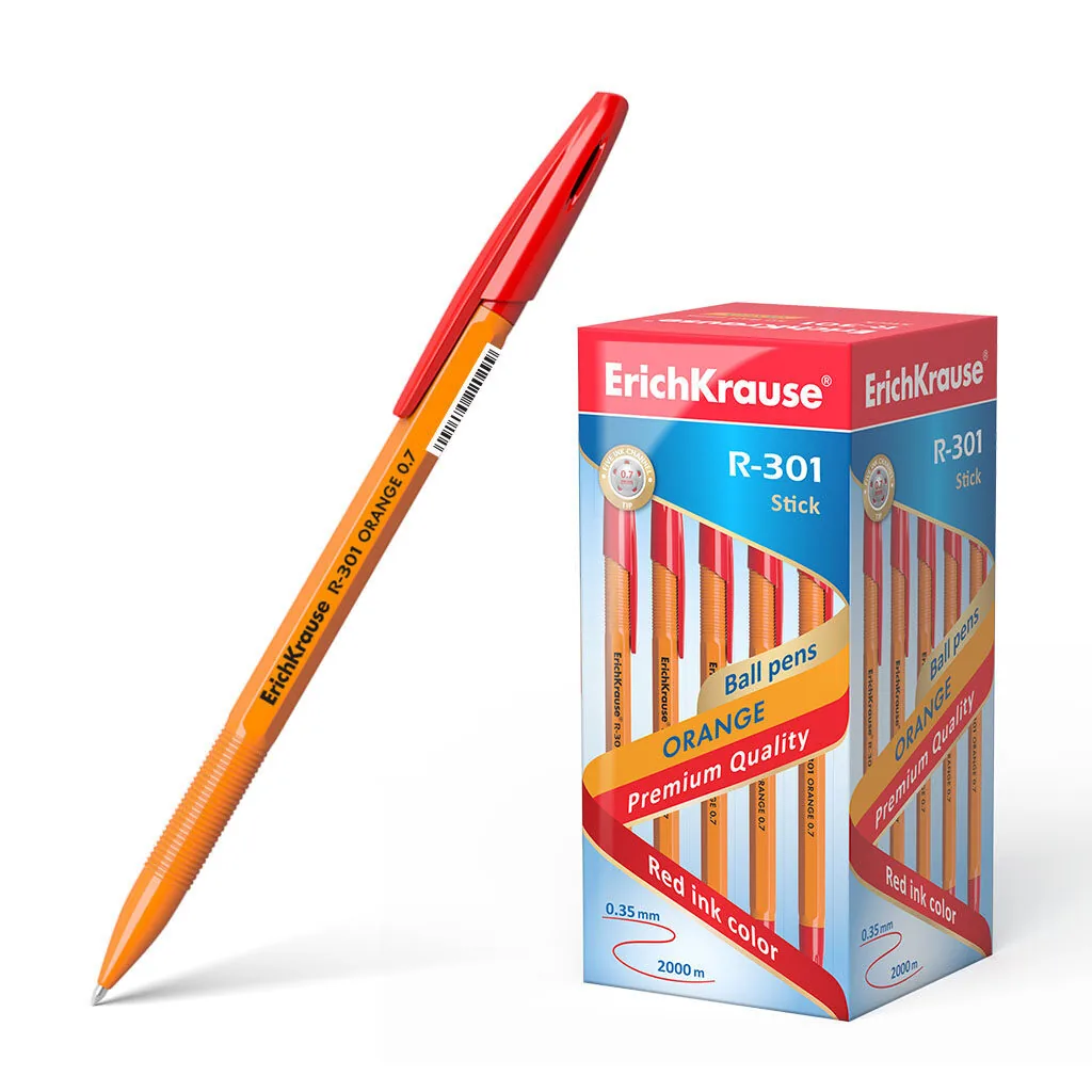Ручка шар. ЕК R-301 Stick Orange красная, 0,7мм, пласт.корп.