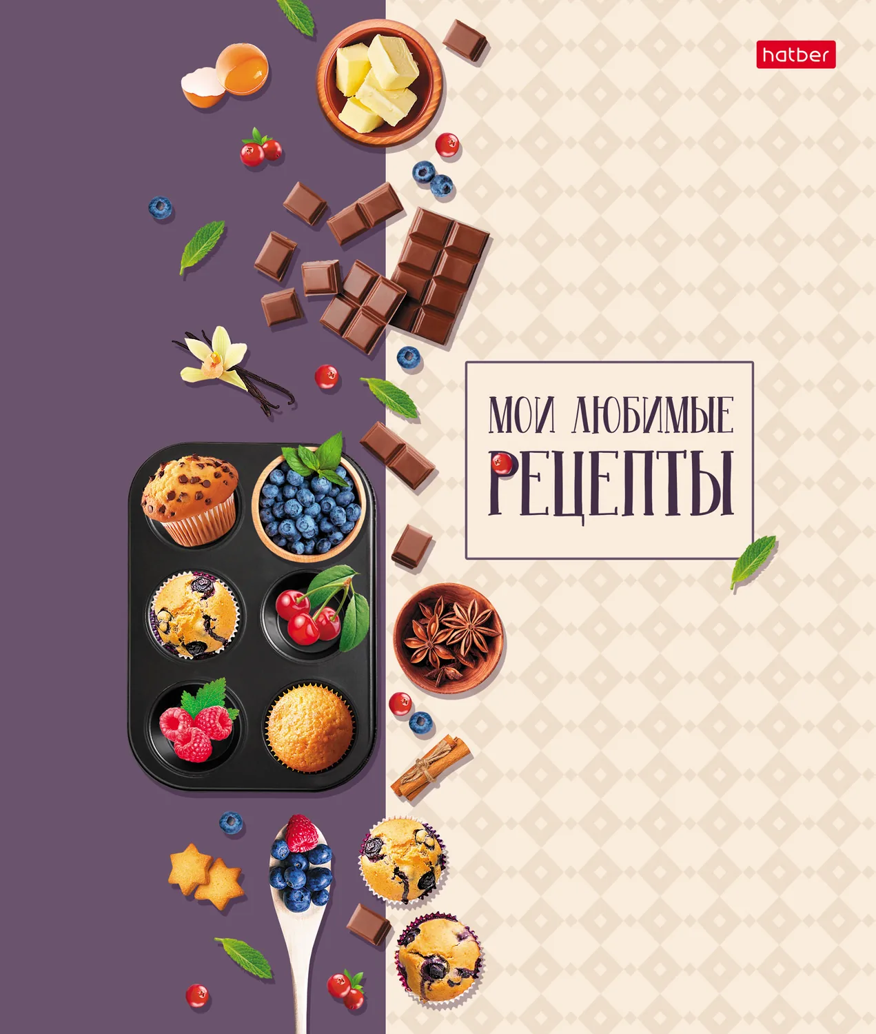 Книга для кулинарных рецептов А4  80л., гребень, тв.обл. "Кулинарные наслаждения" с наклейками
