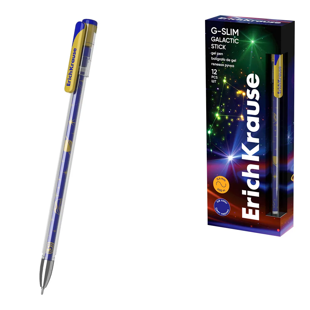 Ручка гелевая EK G-Slim Stick Galactic синяя, 0,5мм