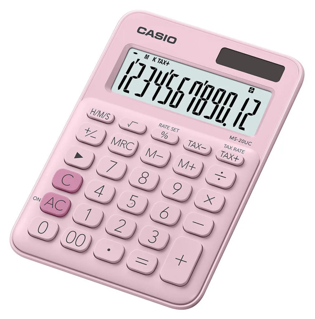 Калькулятор  12 разр. CASIO настольный, розовый MS-20UC-PK-S-UC