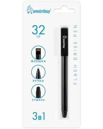 Флеш-драйв  32 GB USB 2.0 Smartbuy Ручка-флэшка-стилус черная
