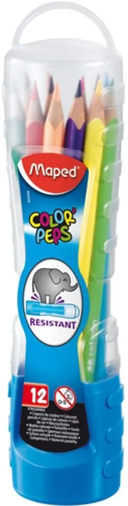 Карандаши цвет. 12цв  Maped Color Peps трехгранные, ударопрочные, пласт.стакан-тубус
