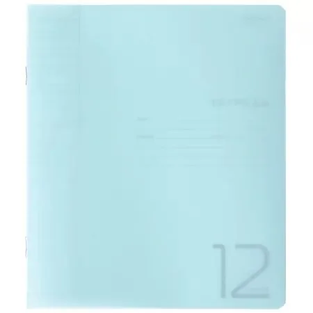 Тетрадь А5 12л косая лин. Hatber  пласт.обл. "Бирюзовая" белизна 100%