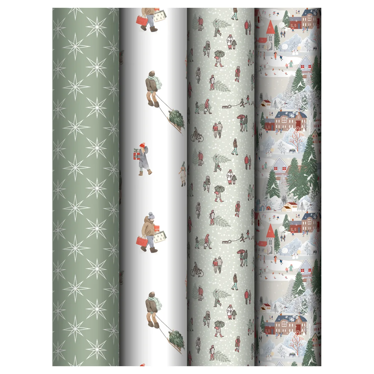 Упаковочная бумага глянц. 70*100см, MESHU "Winter time", 80г/м2, ассорти 5 дизайнов