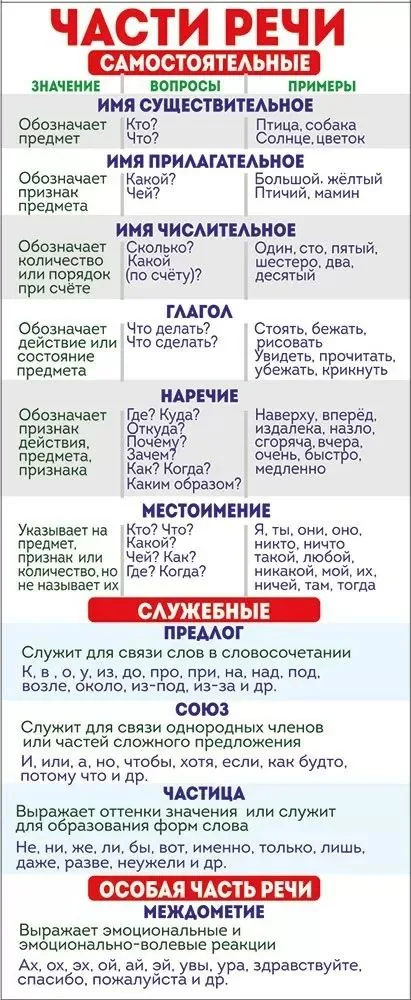 Закладка магнитная 13*7см "Части речи"
