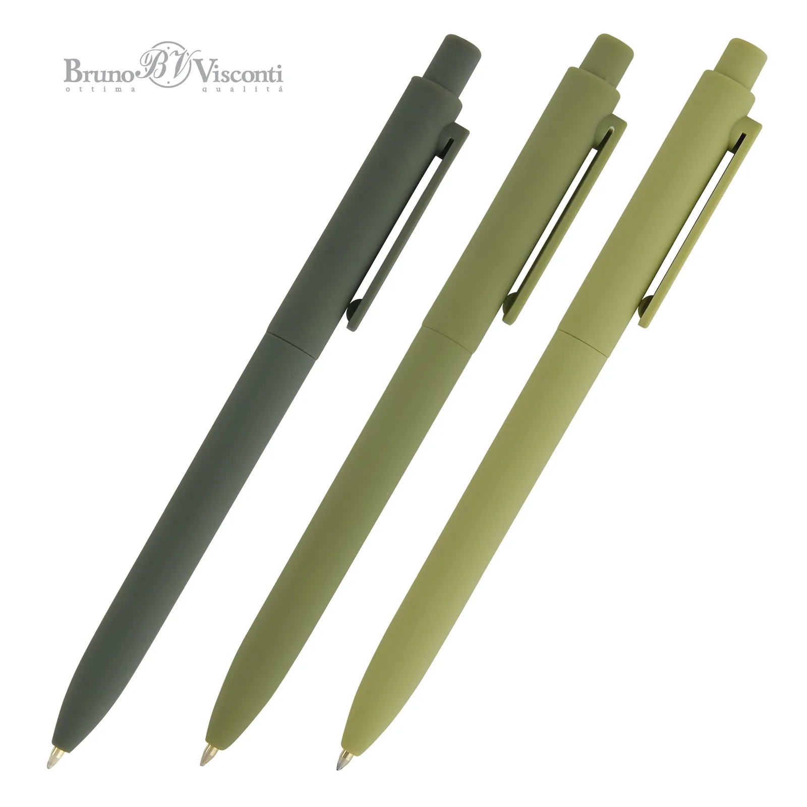 Ручка шар. BV автомат. "SoftClick. Verde" 0,7мм, синяя, 3 вида