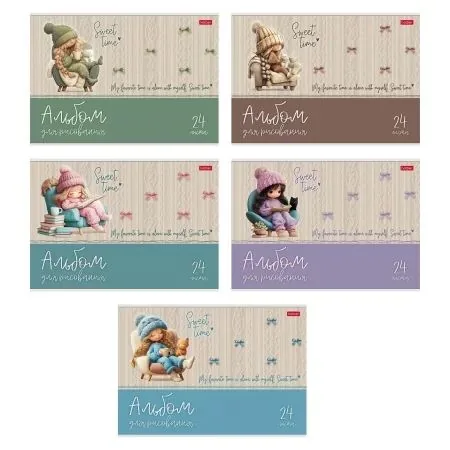 Альбом А4 24л скоба "Sweet time" пл. 100 гр/м, 5диз.в блоке*