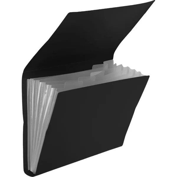 Папка  6 отд.с клапаном А4, Black" черная