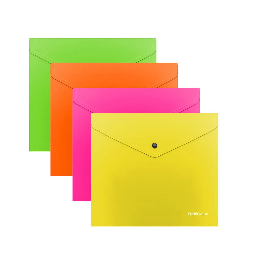 Конверт на кнопке С6 (203*129мм)  непрозр. Glossy Neon