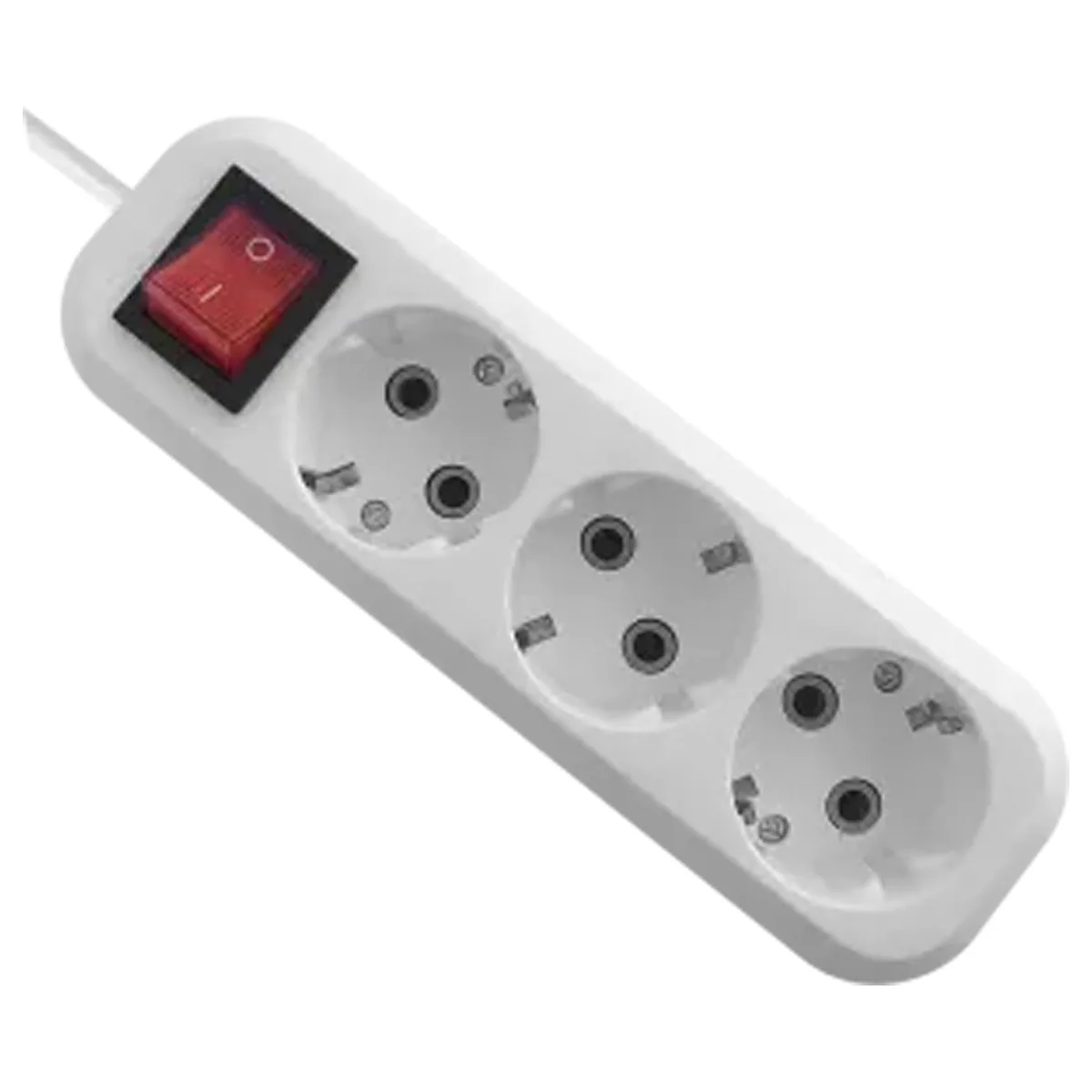 Удлинитель Defender L330 3 розетки, с заземлением, выключатель, 1.5м, белый
