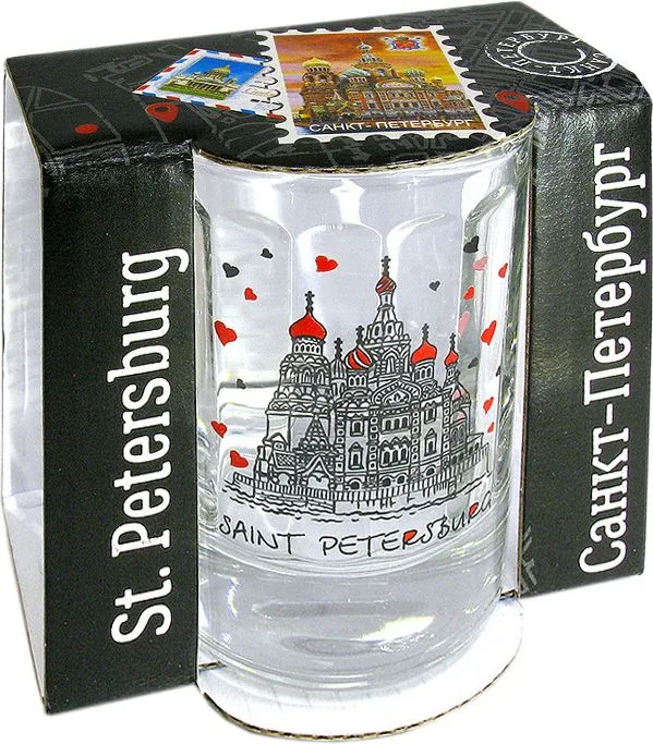 Стопка "СПб. Спас, сердечки" стекло
