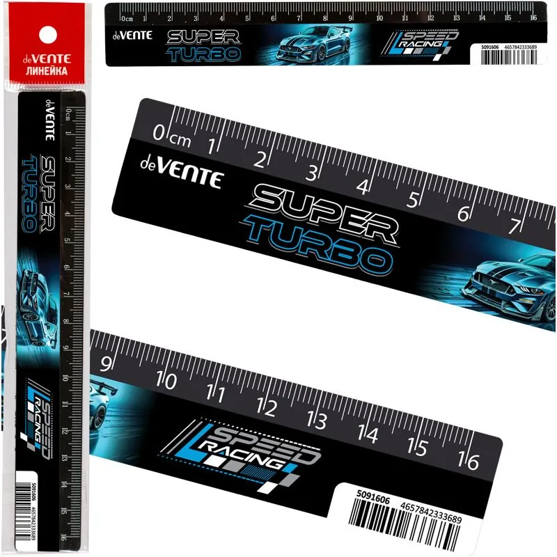 Линейка 16 см пластик. Super Turbo , с цветным стикером