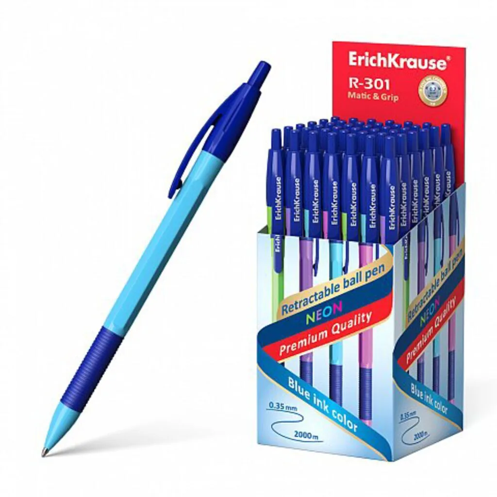 Ручка шар. ЕК R-301 Neon Matic Grip автомат.1,0мм, синяя, пласт.корпус
