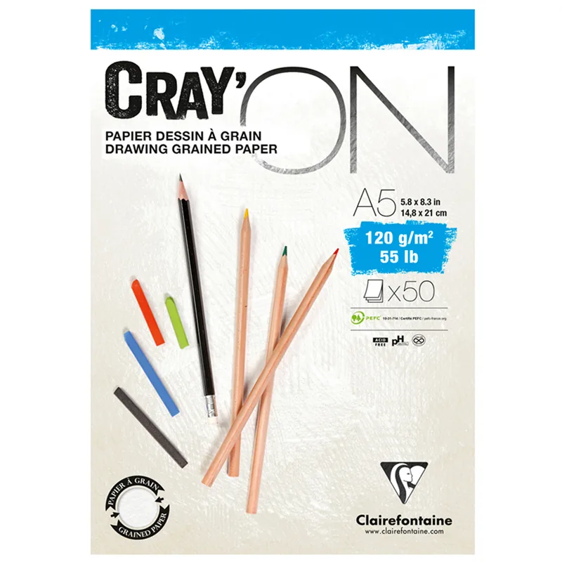 Скетчбук - блокнот 50л., А5 Clairefontaine на склейке, мелкозерн., 120г/м2