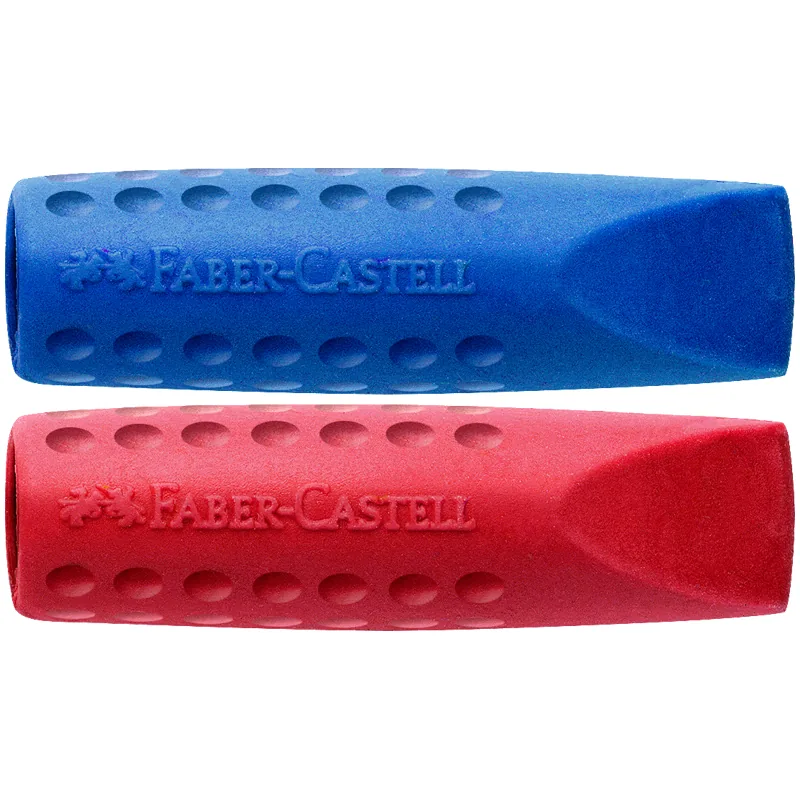 Набор ластиков-колпачков Faber-Castell "Grip 2001" 2шт., трехгранные, ассорти (красный, синий, серый), пакет