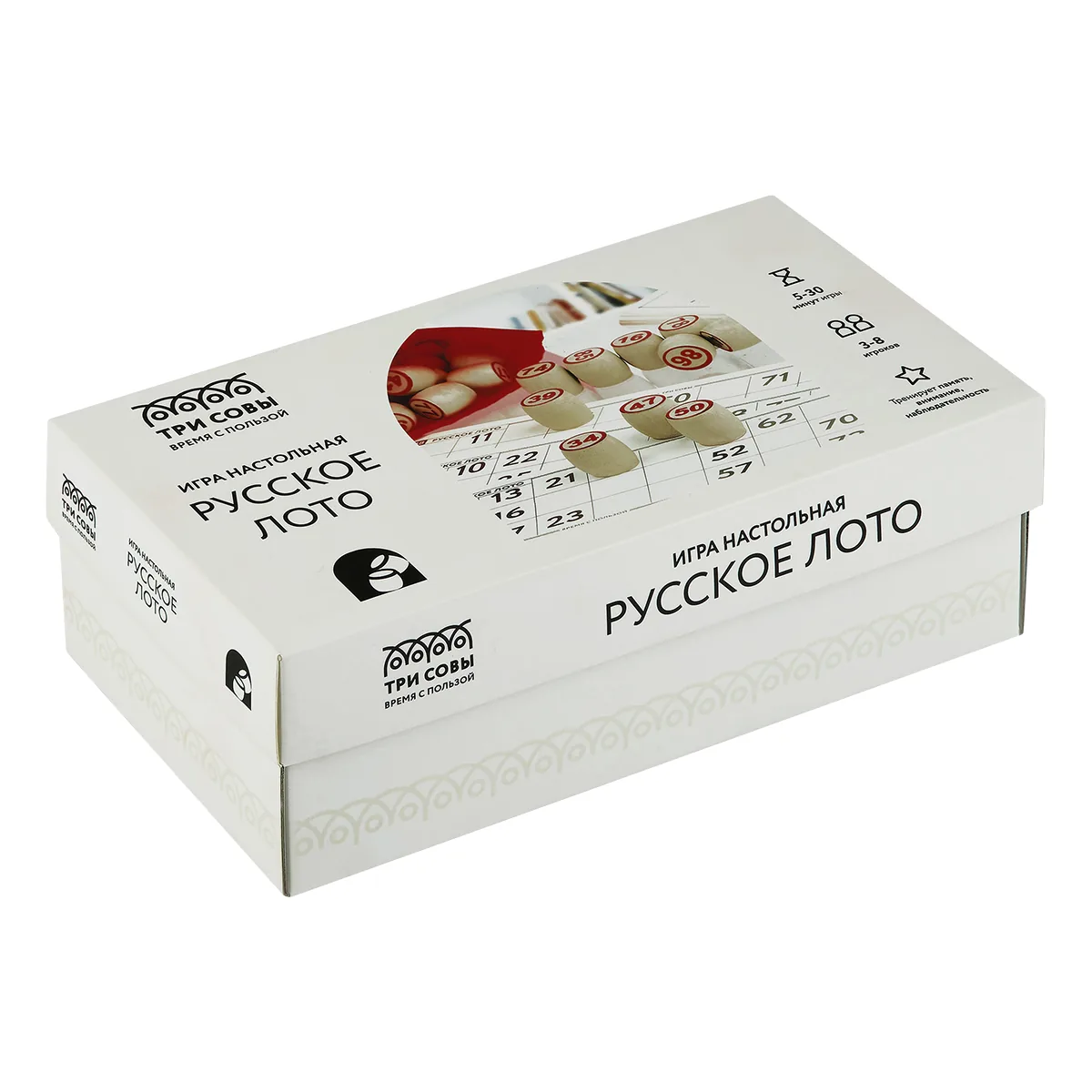 Игра настольная ТРИ СОВЫ "Русское лото", с бочонками, картонная коробка