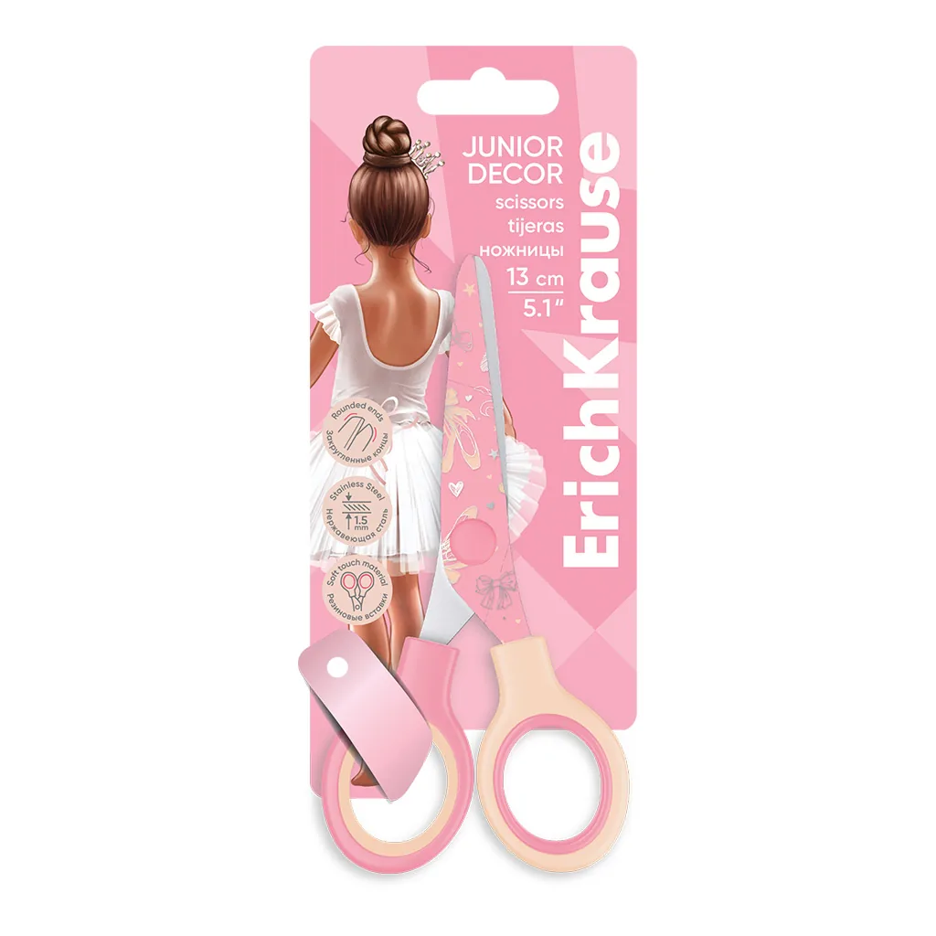 Ножницы детские EK "Junior Decor Pointes" 13 см, с принтом на лезвиях