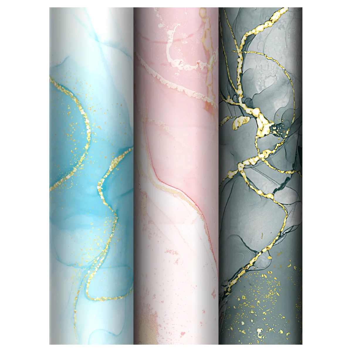 Набор упаковочной бумаги глянц. 70*100см, MESHU "Marble", 80г/м2, ассорти  3 дизайна
