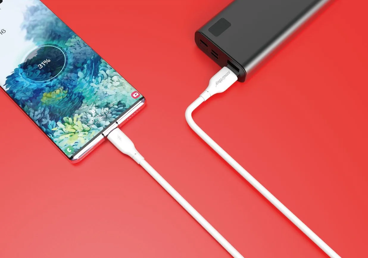 Кабель Smartbuy S25 MicroUSB для зарядки и передачи данных, белый, 3А, soarer,TPE, 1м