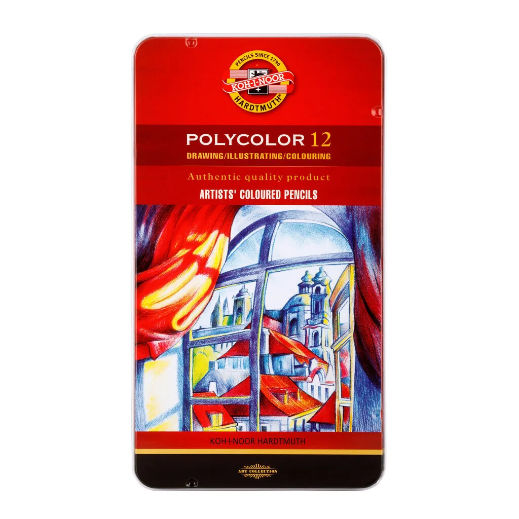 Карандаши цвет. 12цв  Koh-I-Noor PolyColor художестенные, металл.пенал