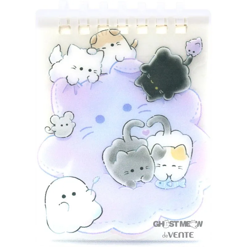 Блокнот А7  80л. "Ghost Meow", лин., пласт.обл.спираль