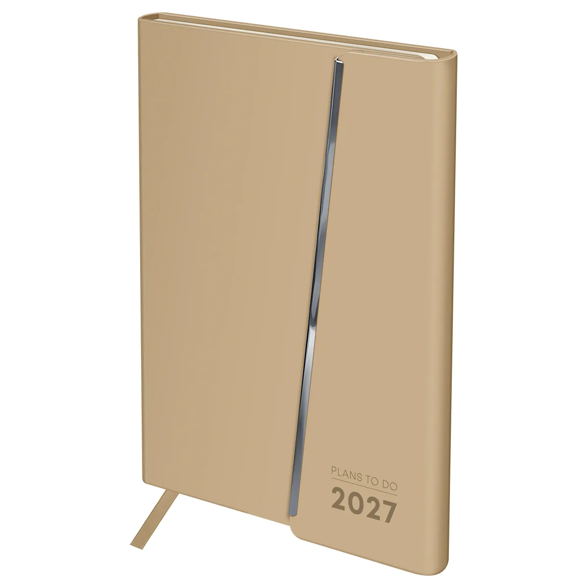 Ежедневник датированный 2027г., А5, 176л., твердый переплет, кожзам Soft touch, BG "Magnet. Vanilla", ванильный, магнитный клапан