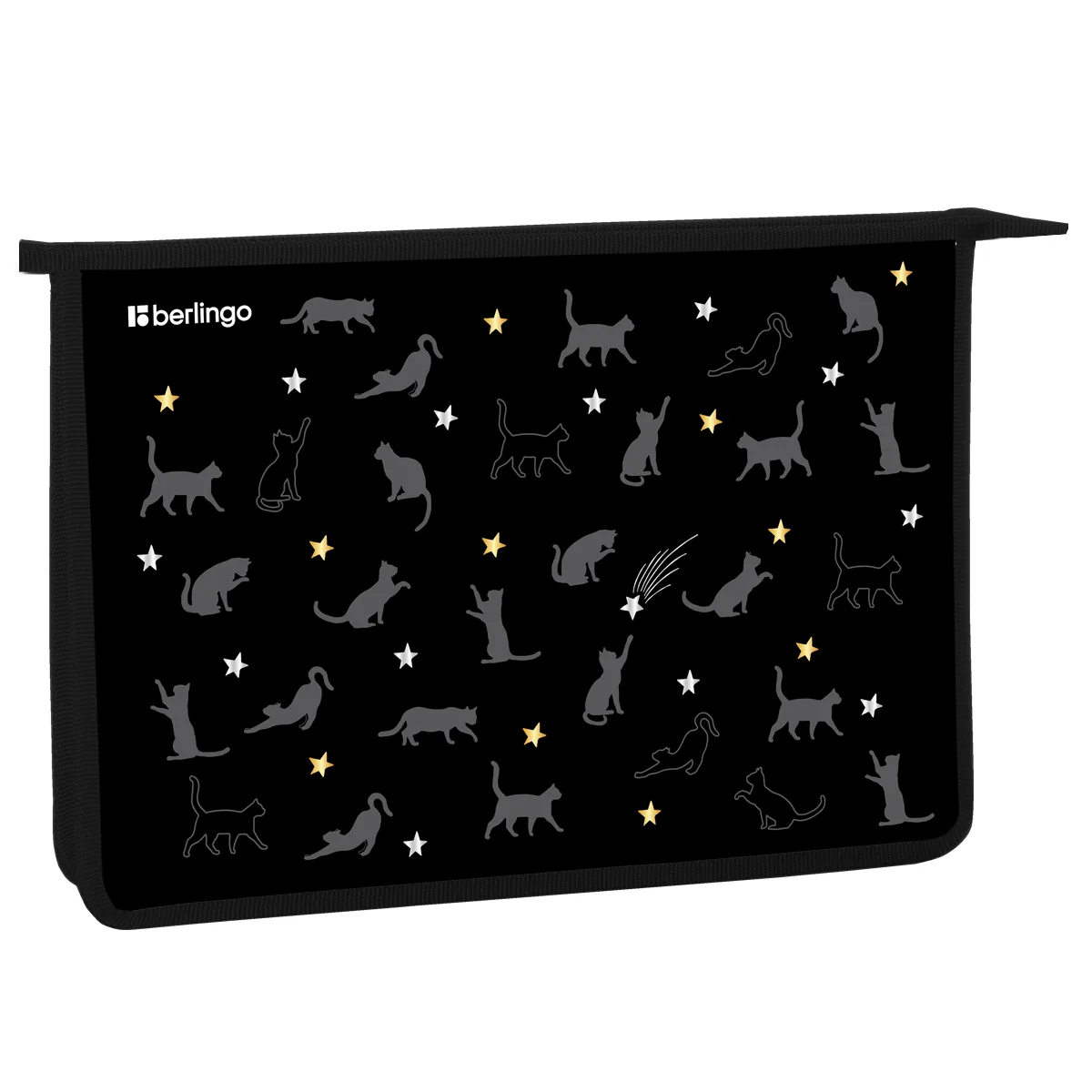 Папка для тетрадей 1 отделение, А4 Berlingo "MEOW Galaxy", 340*245*40 мм, пластик, на молнии