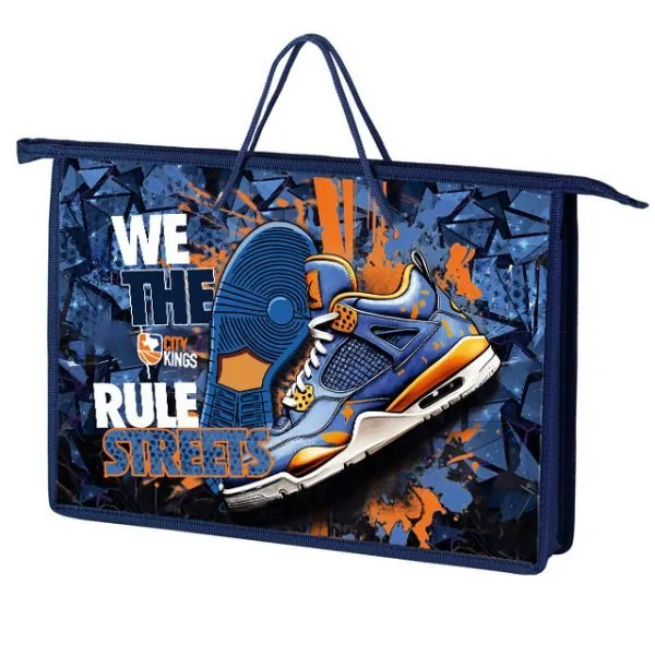 Папка А4 (340*245*75) с ручками, молния, пластик "Кроссы"