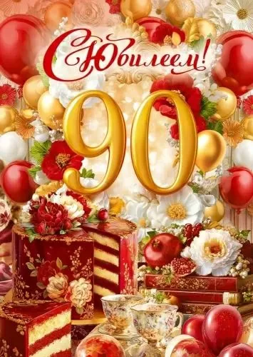 Открытка А4 "90лет. С Юбилеем"