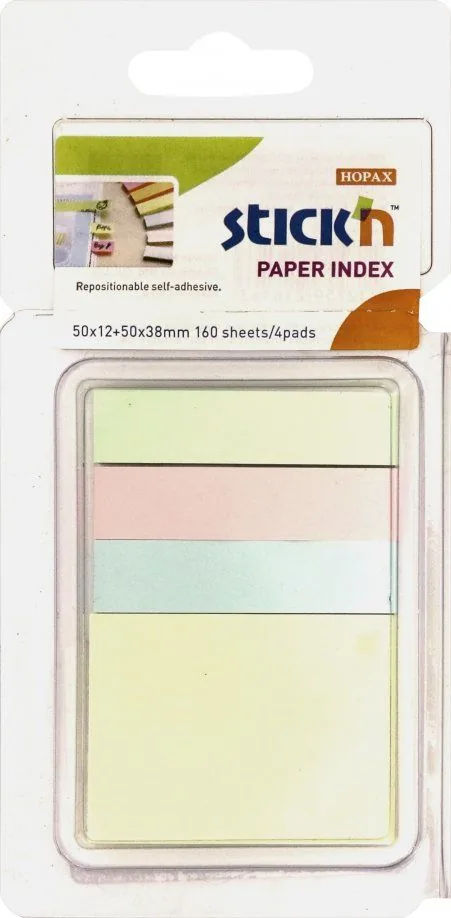Закладки с липким краем (50*12мм) + (38*50мм) 4цв., 40л.