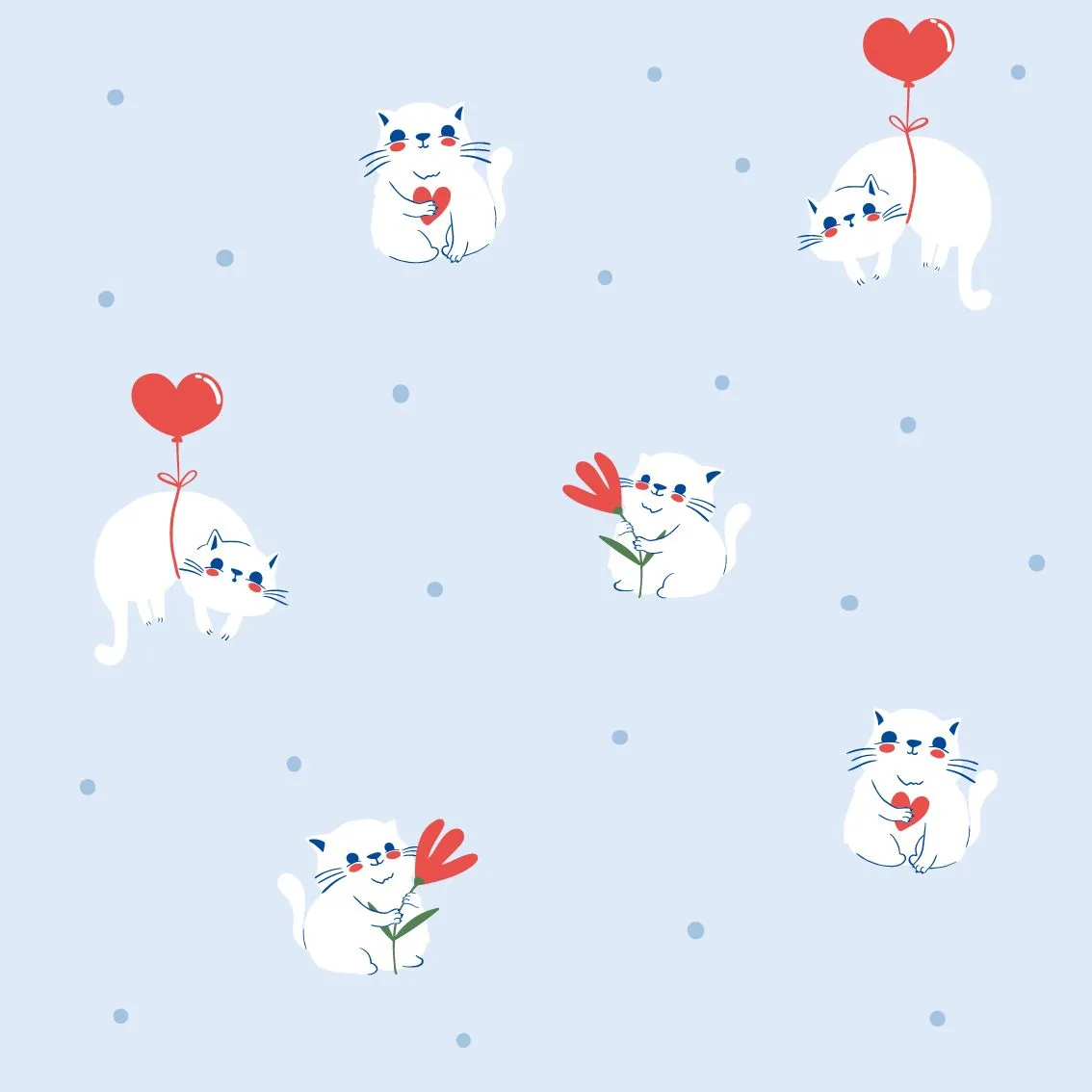 Бумага упаковочная 70*100см  "Love. Голубой"