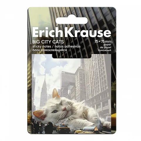 Бумага с липким краем (75х75мм)   50л, Big City Cats, ассорти