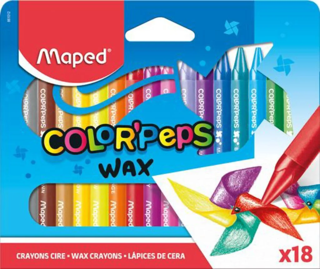 Мелки восковые MAPED COLOR'PEPS WAX 18 цв. треуг.форма, карт.упак