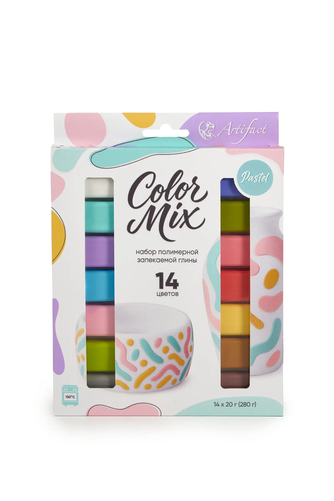 Набор пластики "Артефакт. Color Mix"   14цв., 280гр. пастель