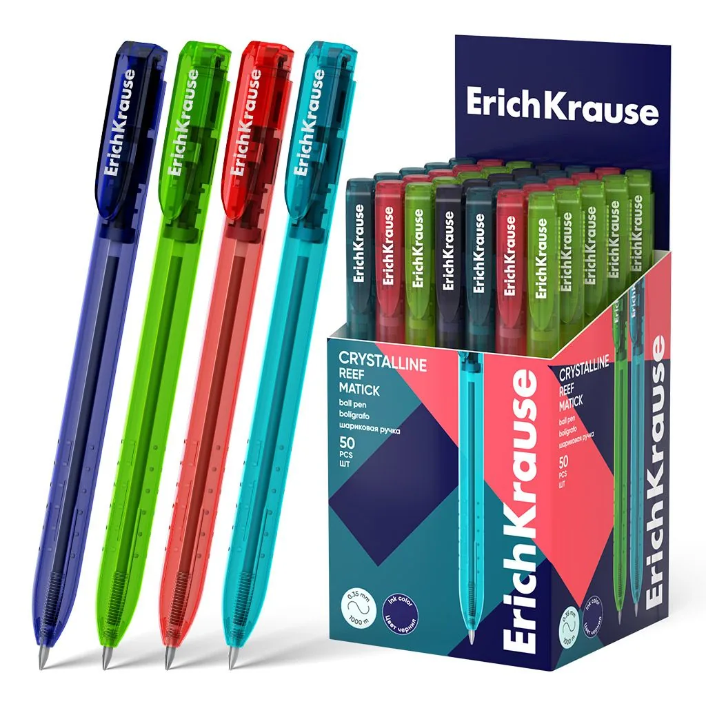 Ручка шар. ЕК Crystalline Matic Reef автомат 0,7мм, синяя, тонирован.корпус