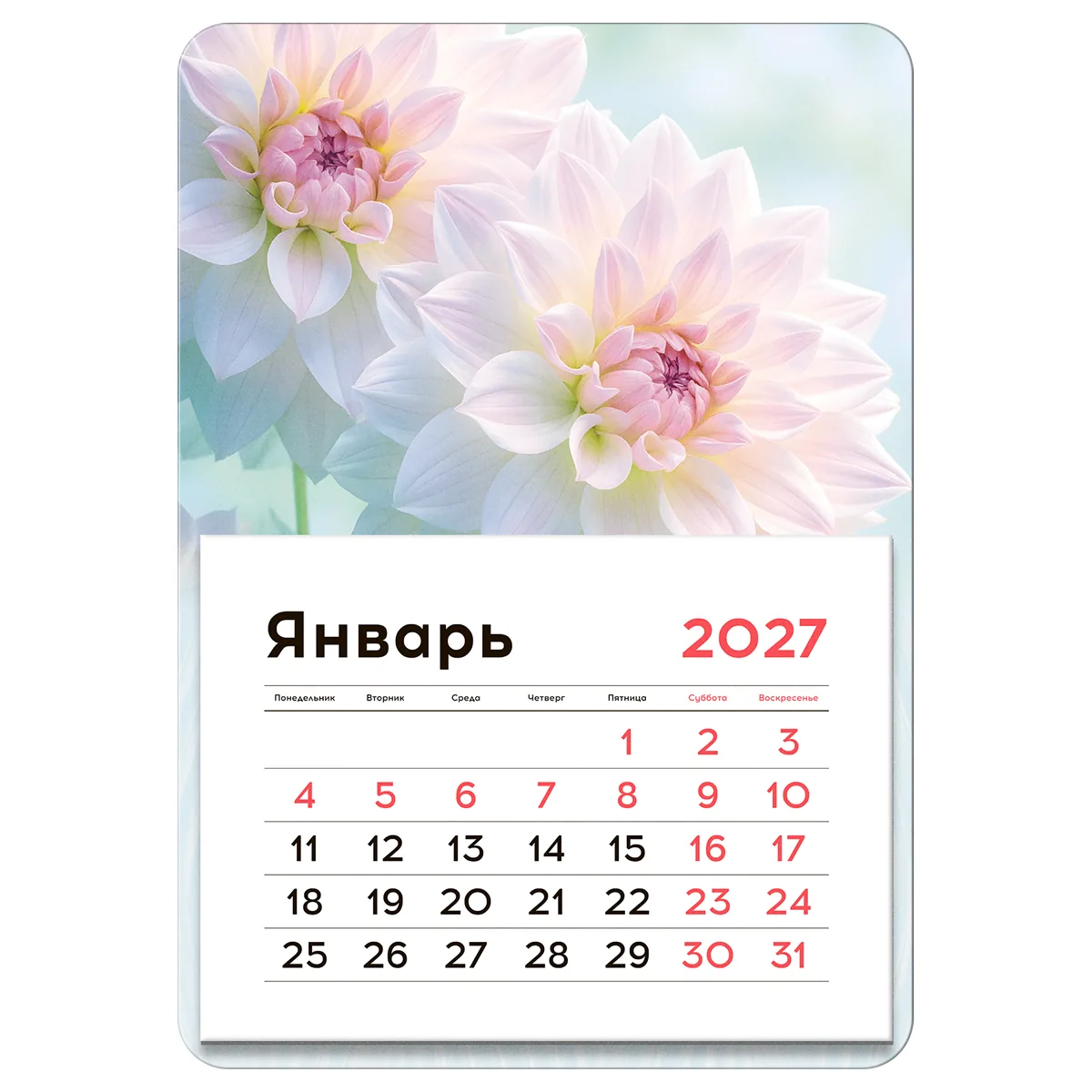 Календарь отрывной на магните, 130*180 мм, склейка BG "Цветы", 2027г.