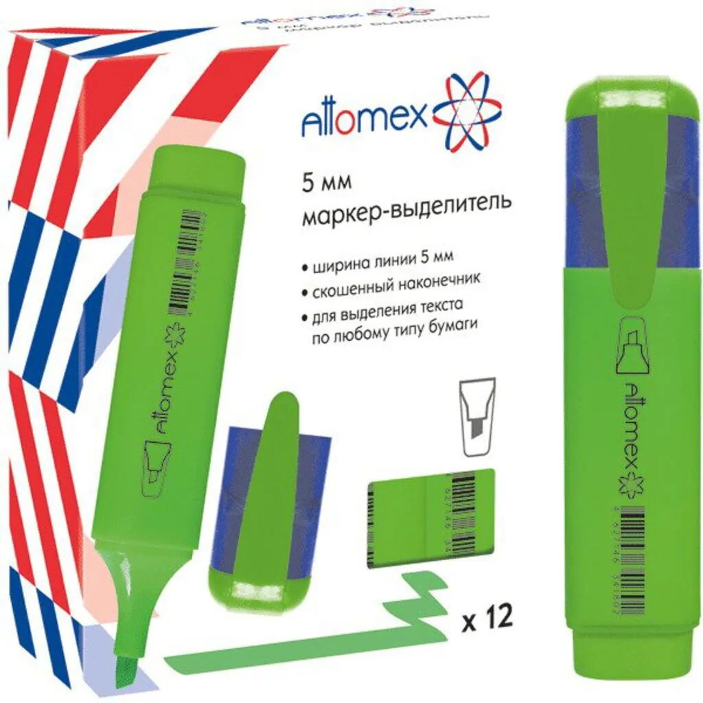 Текстовыделитель "Attomex" 1-5мм  плоский, зеленый