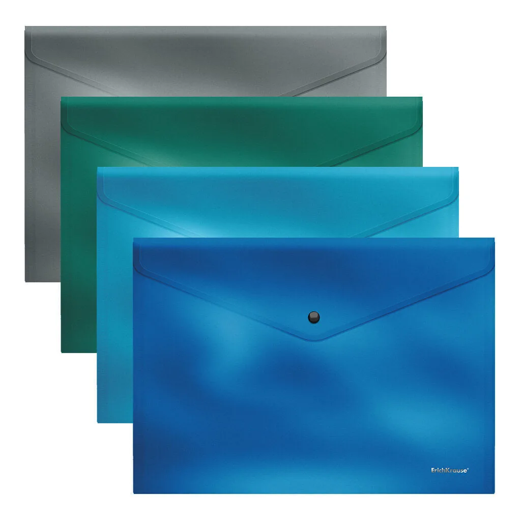 Конверт на кнопке А4 0,18мм, непрозрачн. Glossy Ice Metallic, ассорти