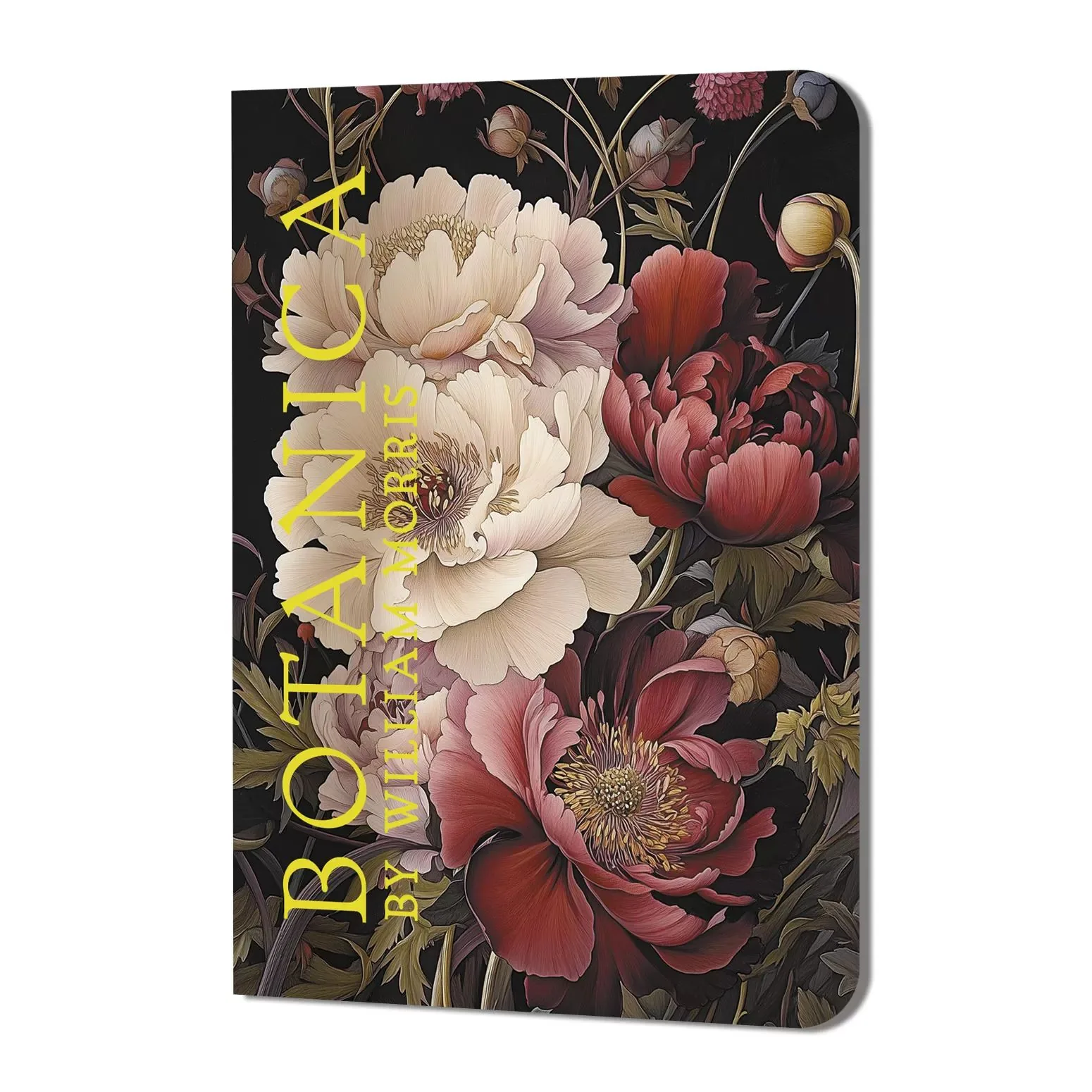 Записная книжка  90*120мм  24л. картон, скоба "BOTANICA by William Morris. Пионы на тёмном фоне" точ