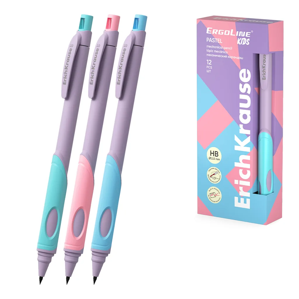 Карандаш механический 2,0мм  ErgoLine Kids Pastel, с точилкой