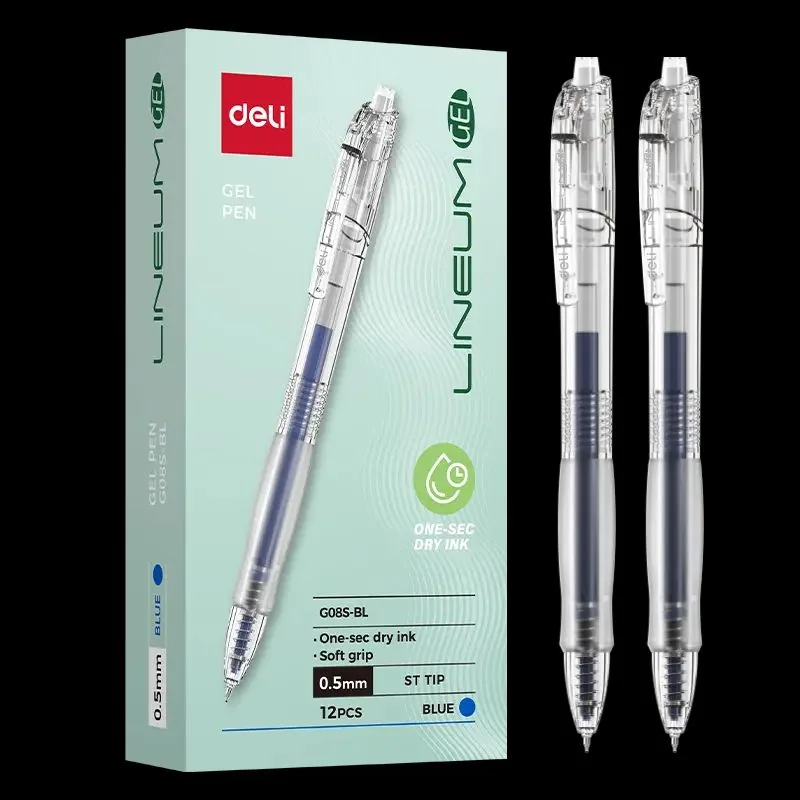 Ручка гелевая  Deli автомат "LINEUM-GEL" синяя, 0,5мм, мягкий грип