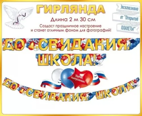 Гирлянда "До свидания, школа!" 2,5м