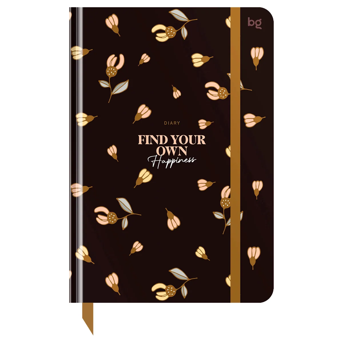 Ежедневник недатированный А5, 136л., 7БЦ BG "Flowery. Black", глянцевая ламинация, отд.фольгой