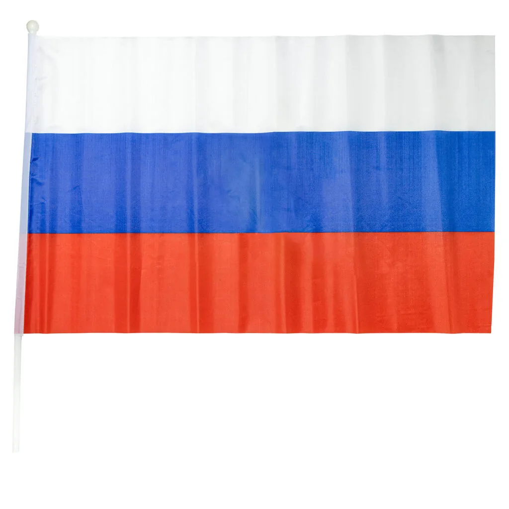 Флаг "РОССИЯ" 60*90см, шёлк, с палочкой